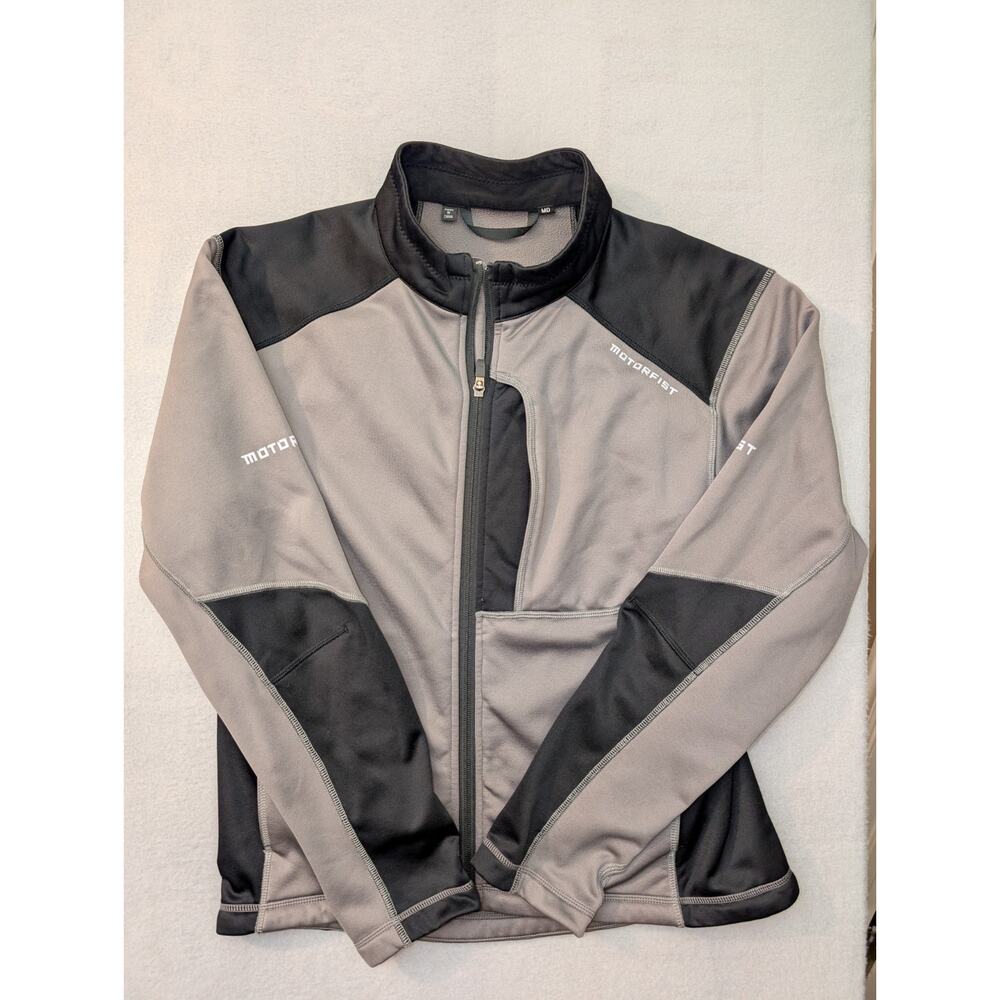 Motorfist Men’s Hydro Fleece Layering Jacket Size Medium Full Zip Gray Black